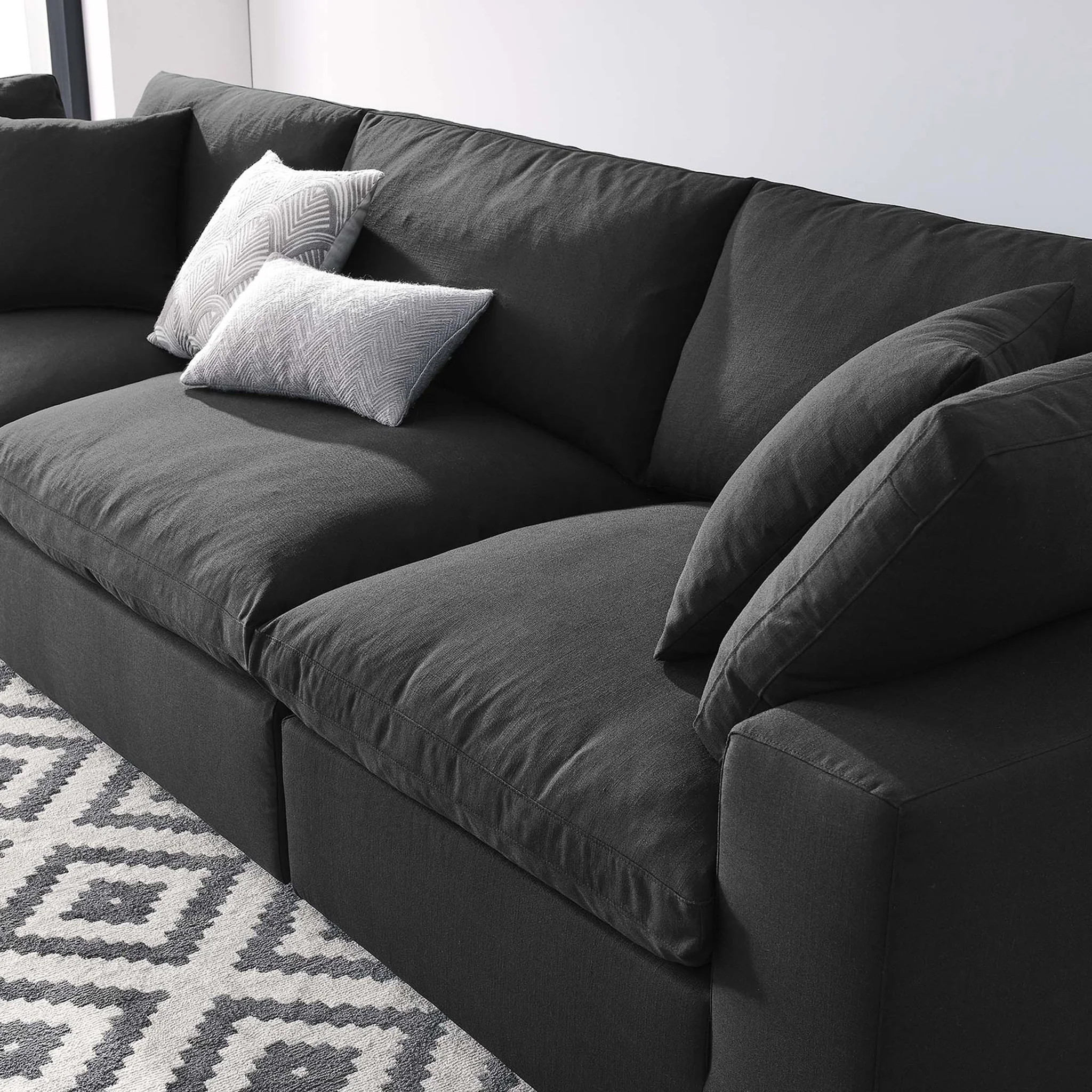 Carmen Down Filled Overstuffed Sofa Black - Image 10