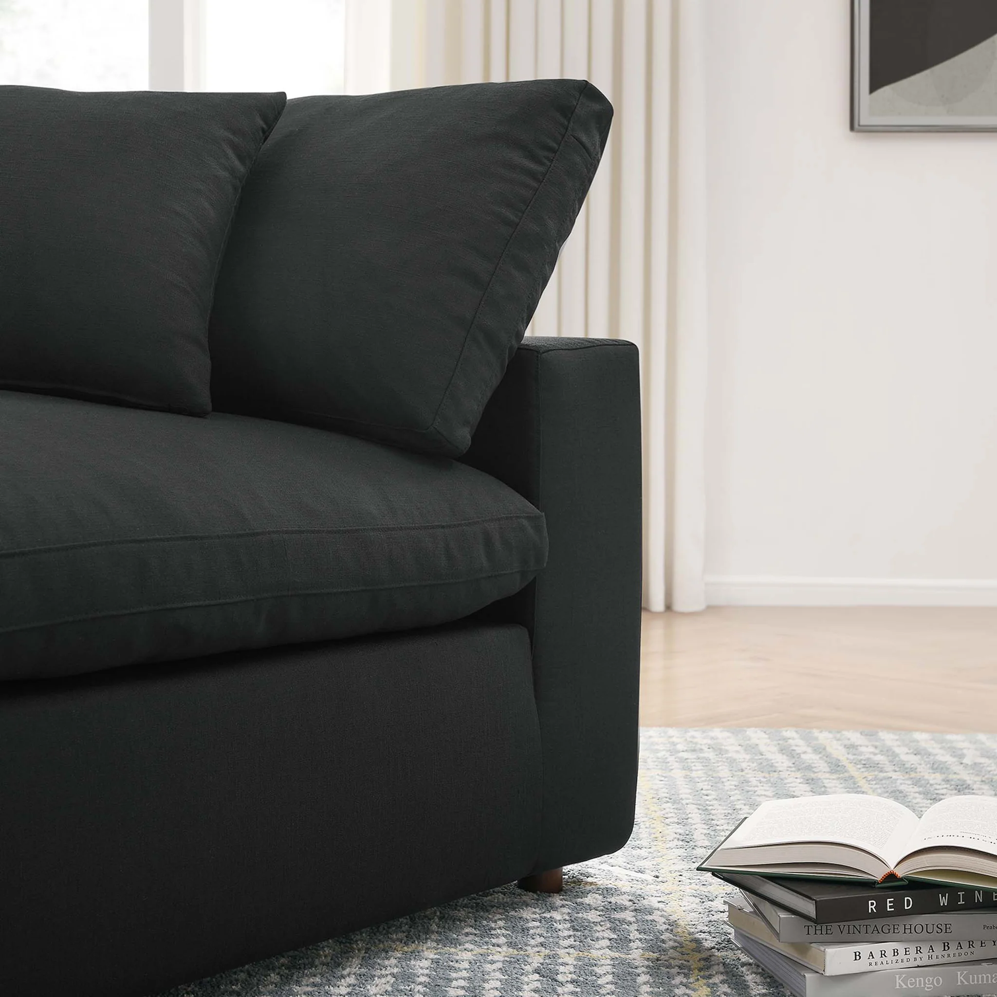 Carmen Down Filled Overstuffed Sofa Black - Image 11