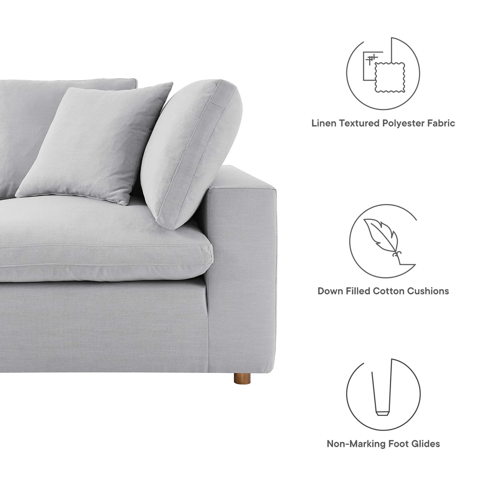 Carmen Down Filled Overstuffed Sofa Light Gray - Image 3