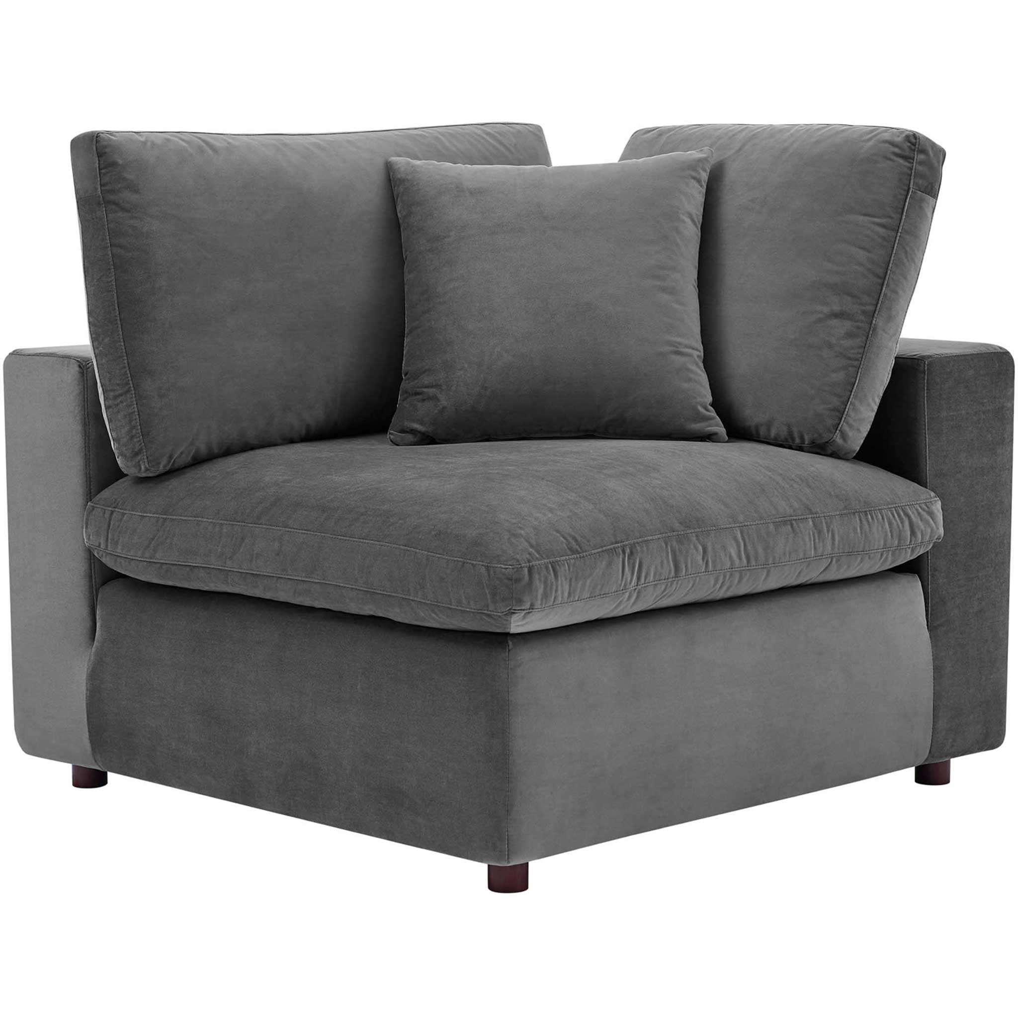 Carmen Down Filled Overstuffed Velvet Sofa Gray - Image 3