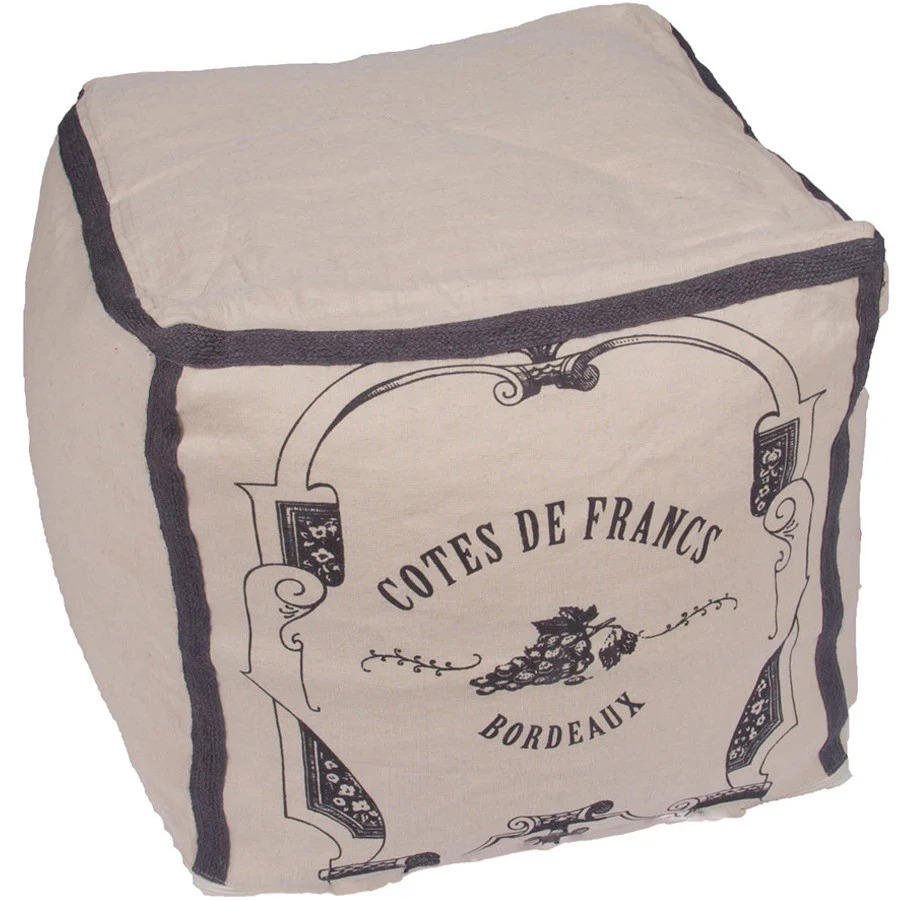Charmed Crate Creme Brulee/Vintage Indigo Pillow