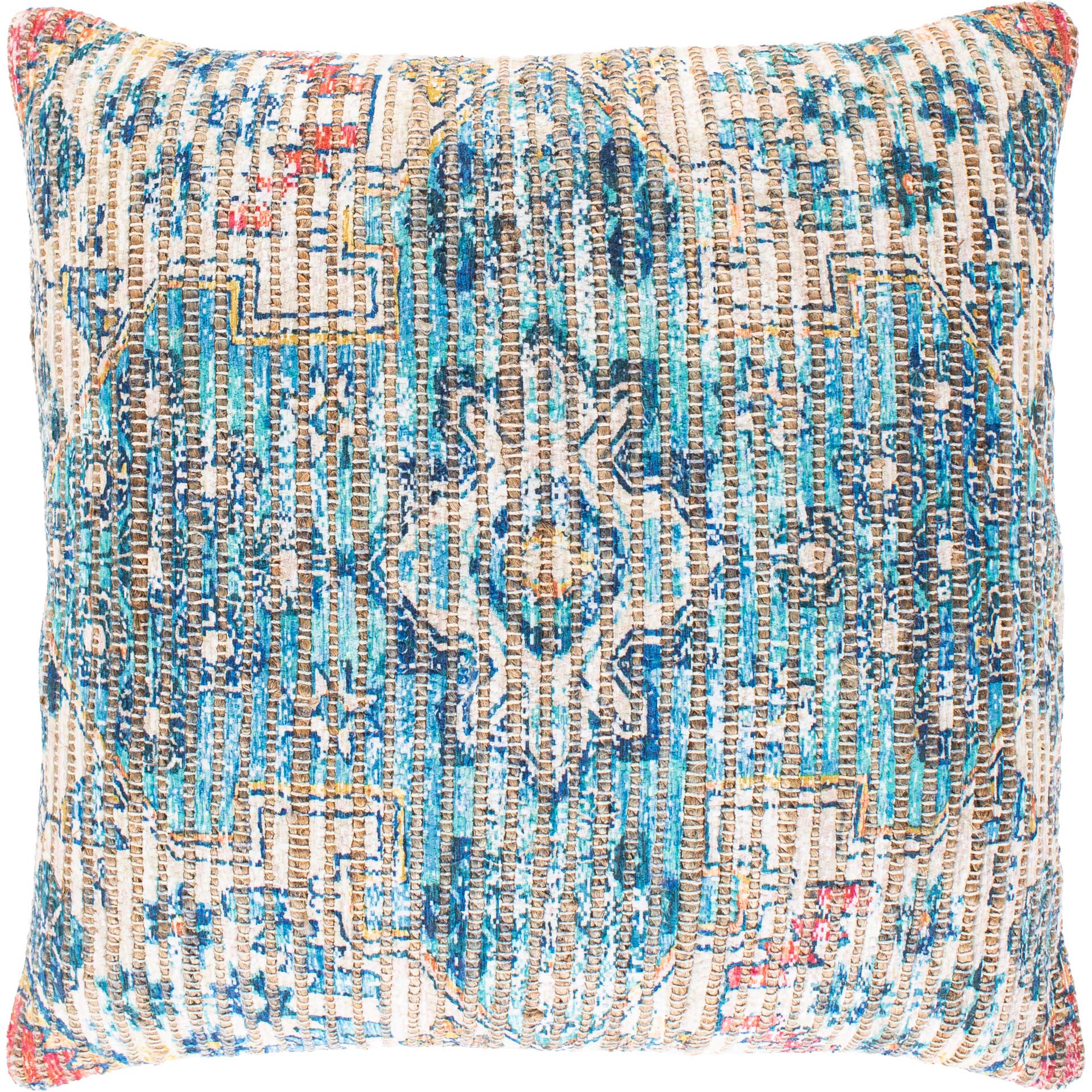 Conrad Pillow Aqua/Beige/Bright Blue