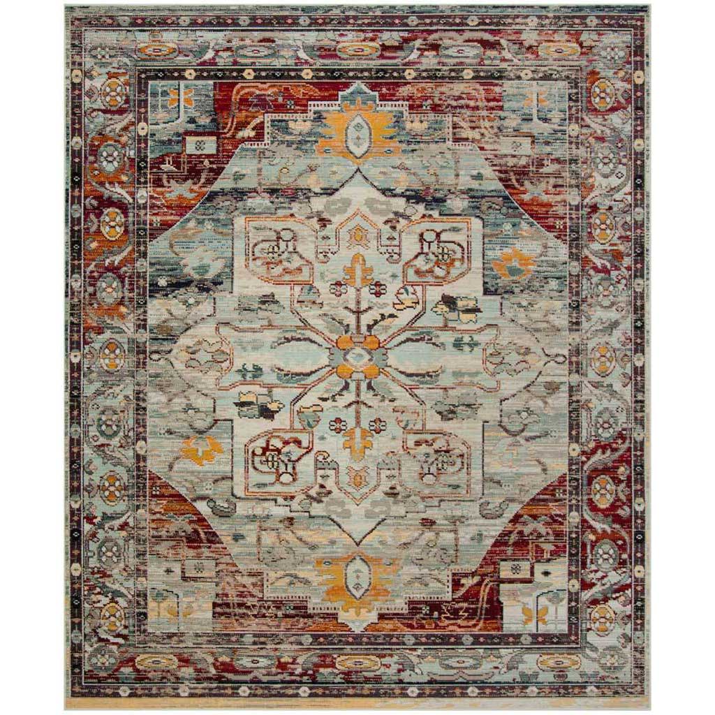 Crystal Light Blue/Red Area Rug