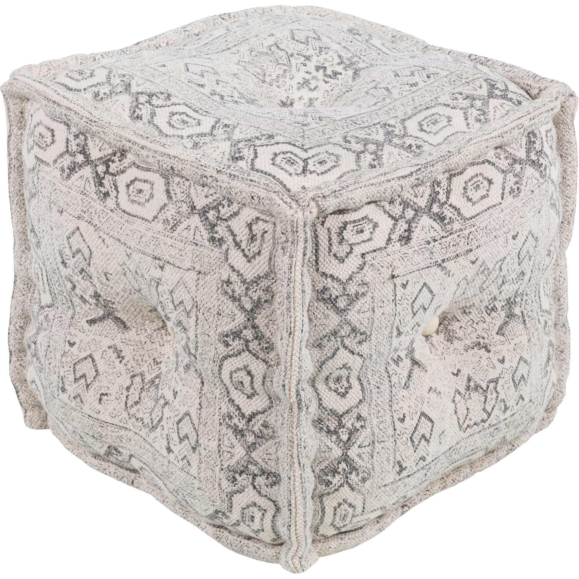Damon Pouf Ivory/Charcoal