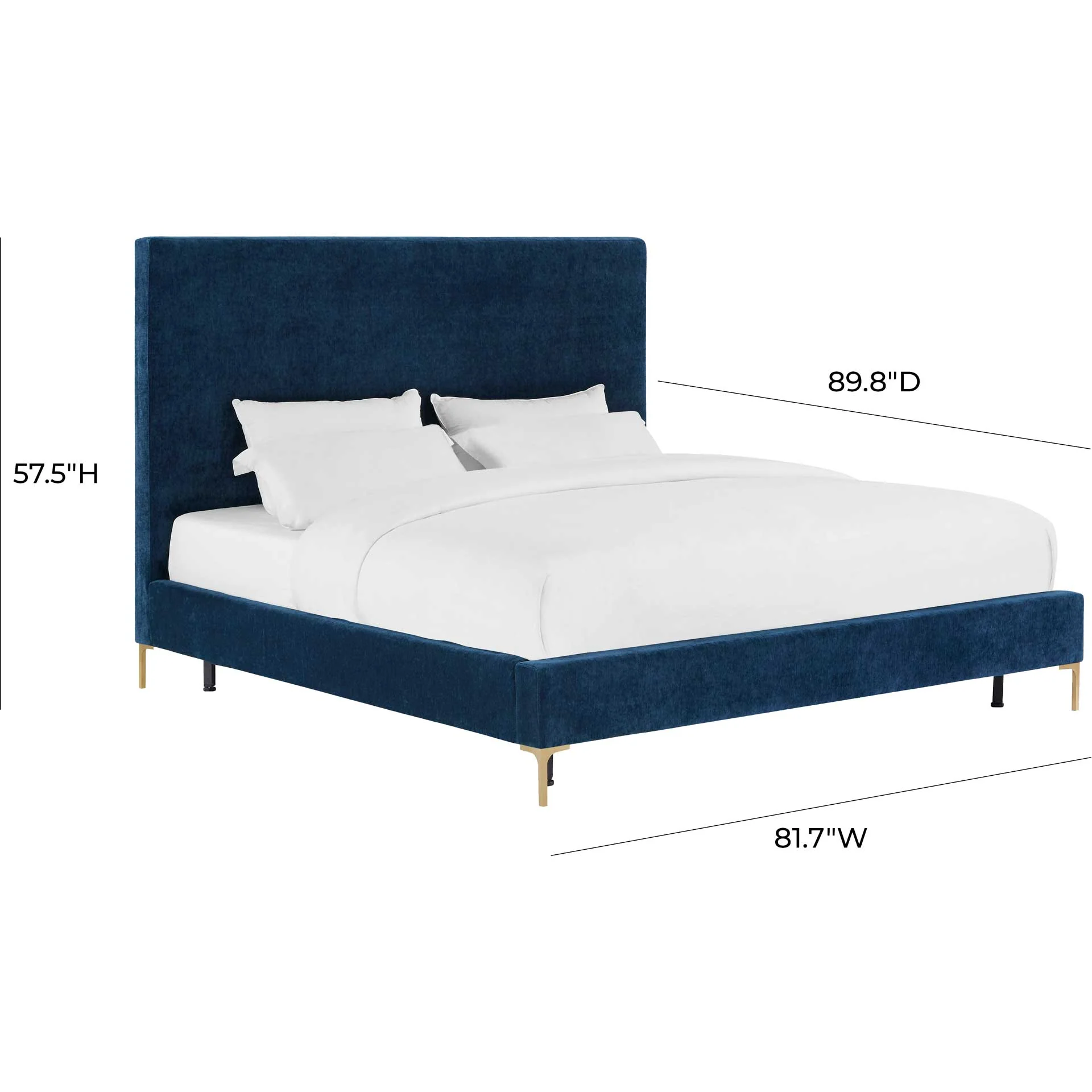Deitria Textured Velvet Bed Navy - Image 8