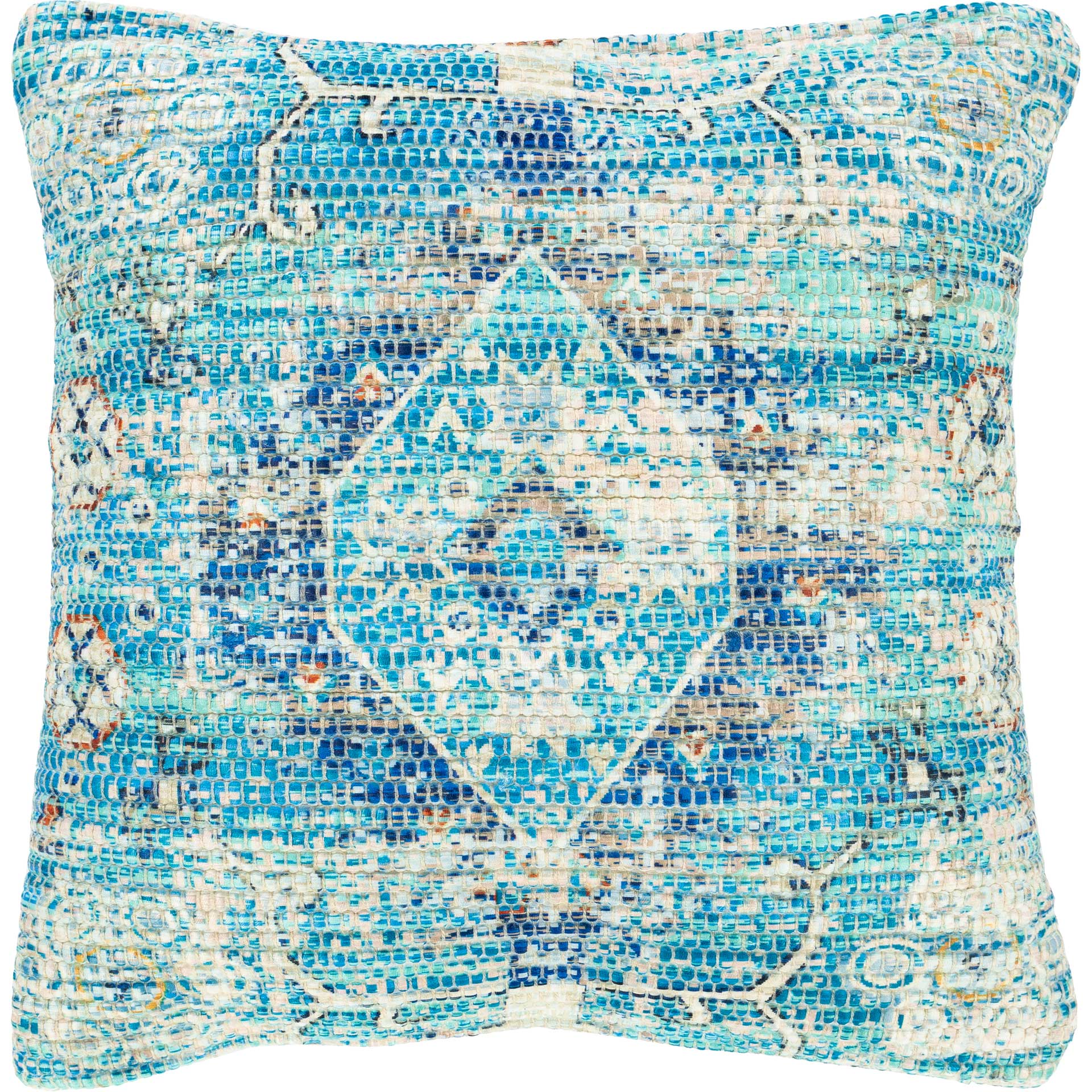 Derek Pillow Aqua/Beige/Burnt Orange