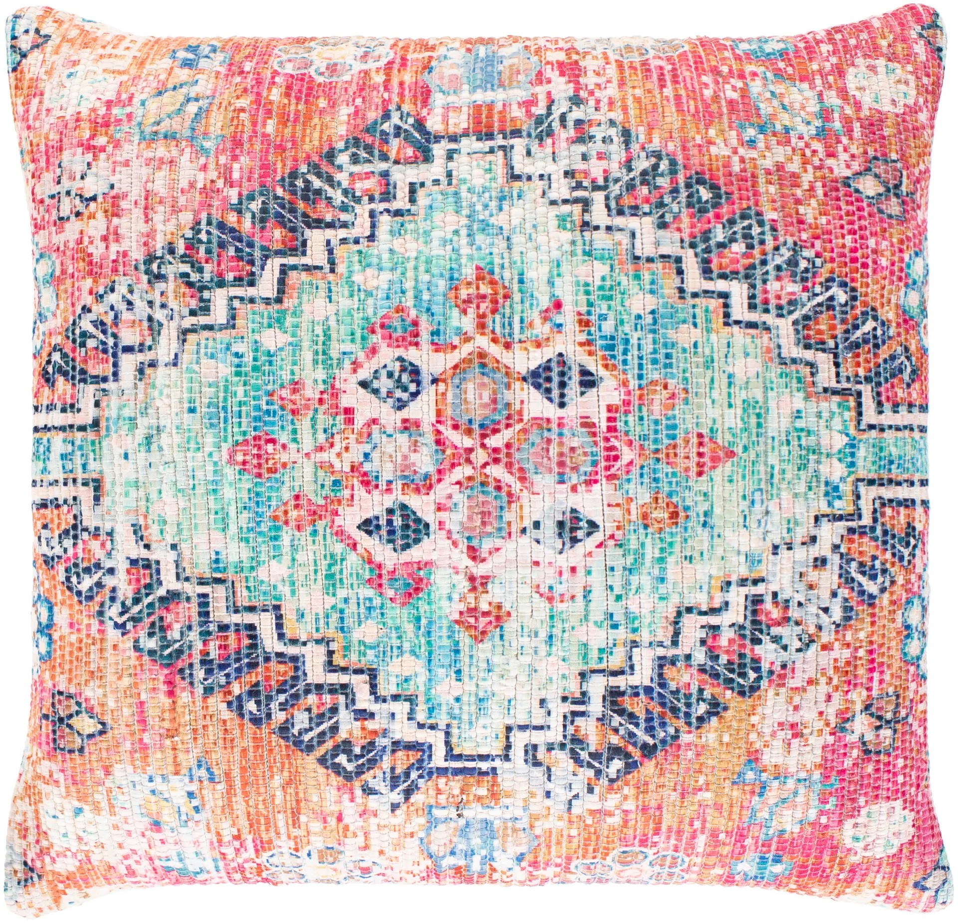 Derek Pillow Beige/Burnt Orange/Aqua