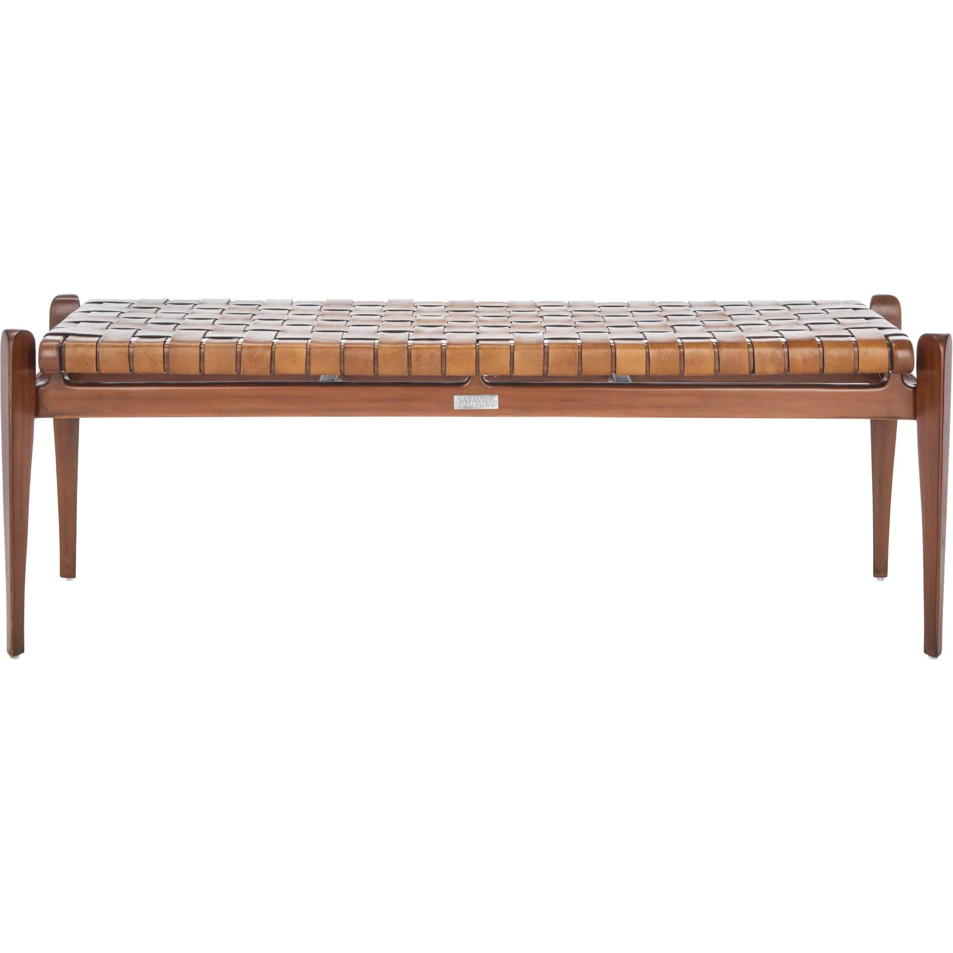 Diya Leather Bench Brown/Light Brown - Image 2