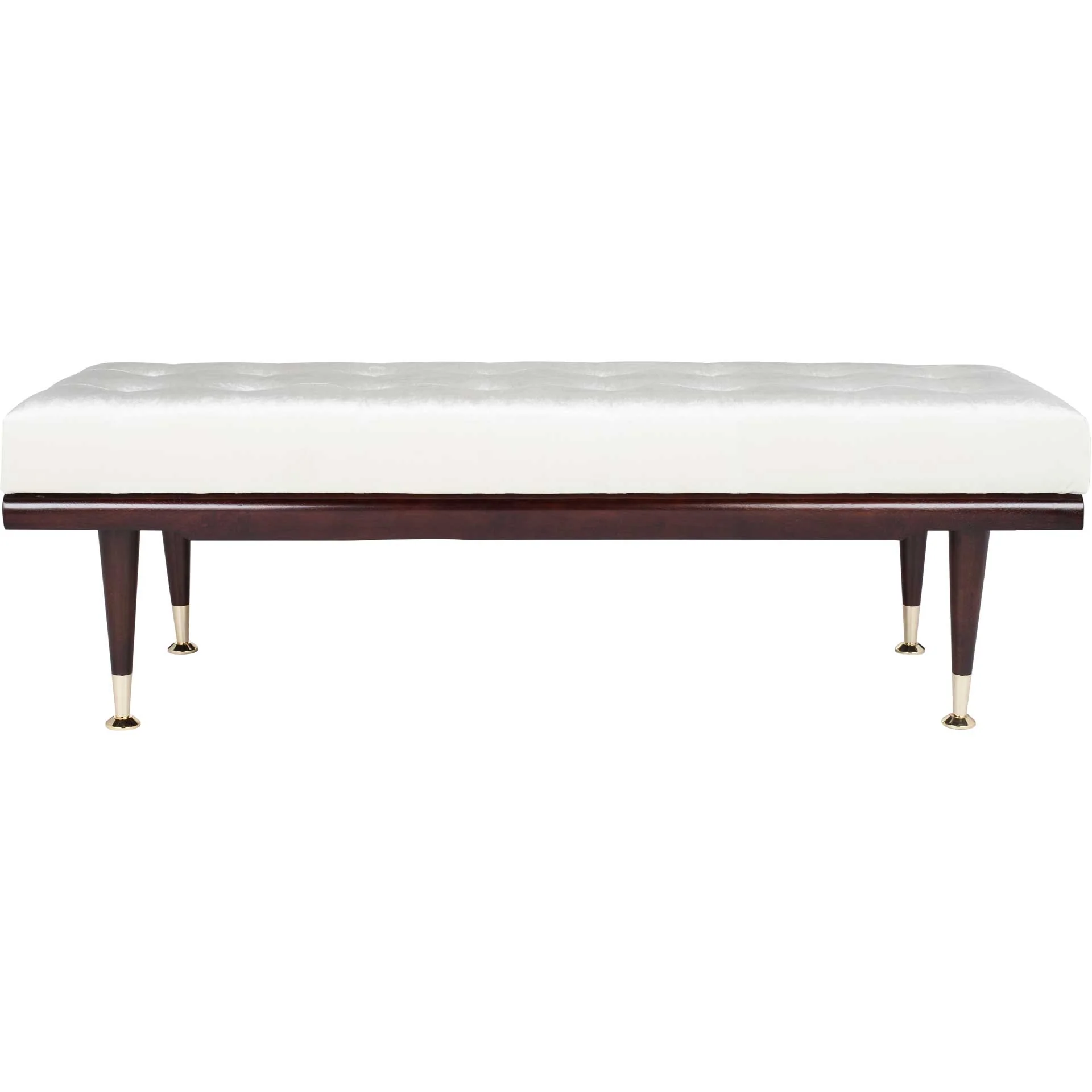 Eleanor Velvet Gold Cap Bench Beige/Espresso