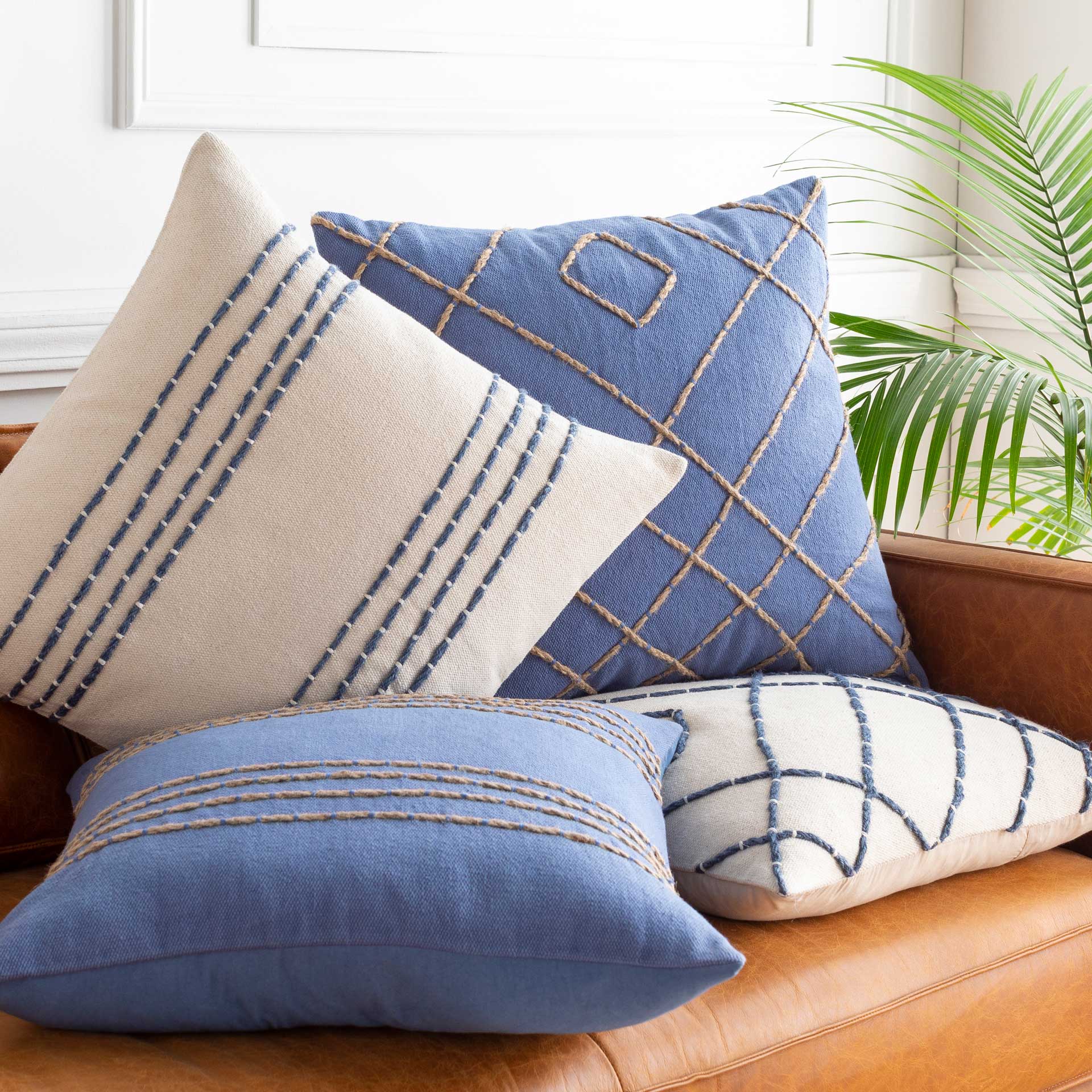 Emanuel Pillow Tan/Dark Blue - Image 3