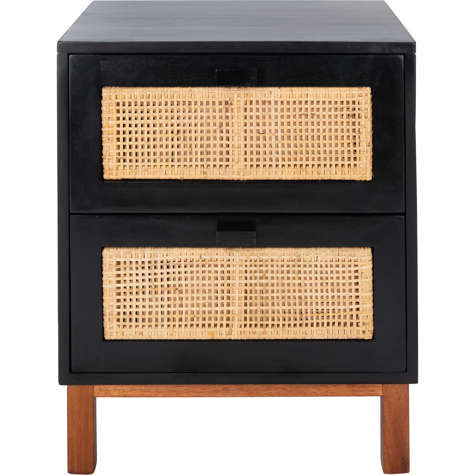 Erin 2 Drawer Nightstand Black/Natural