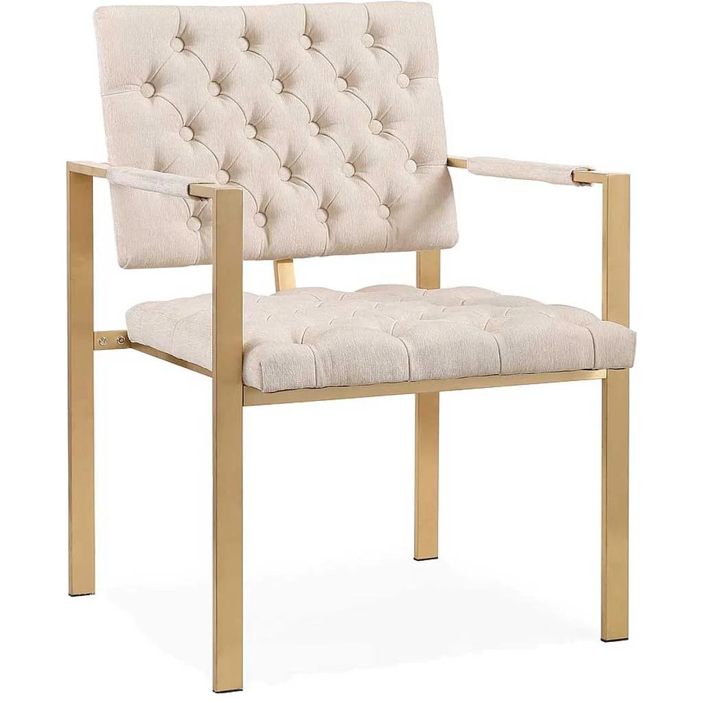 Essex Cream Velvet Chair Gold