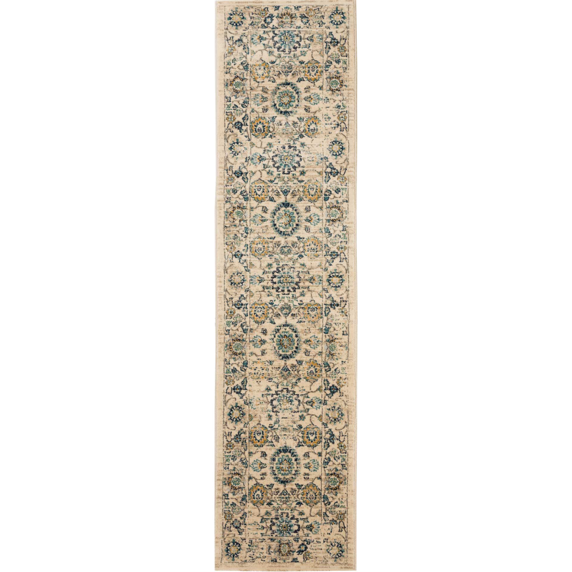 Evoke Beige/Turquoise Runner Rug