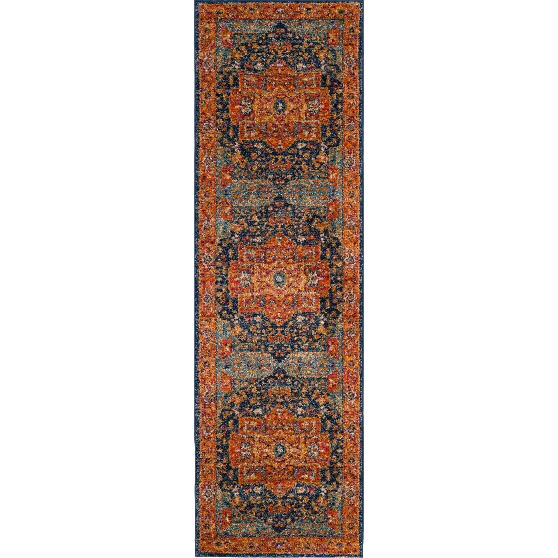 Evoke Blue/Orange Runner Rug