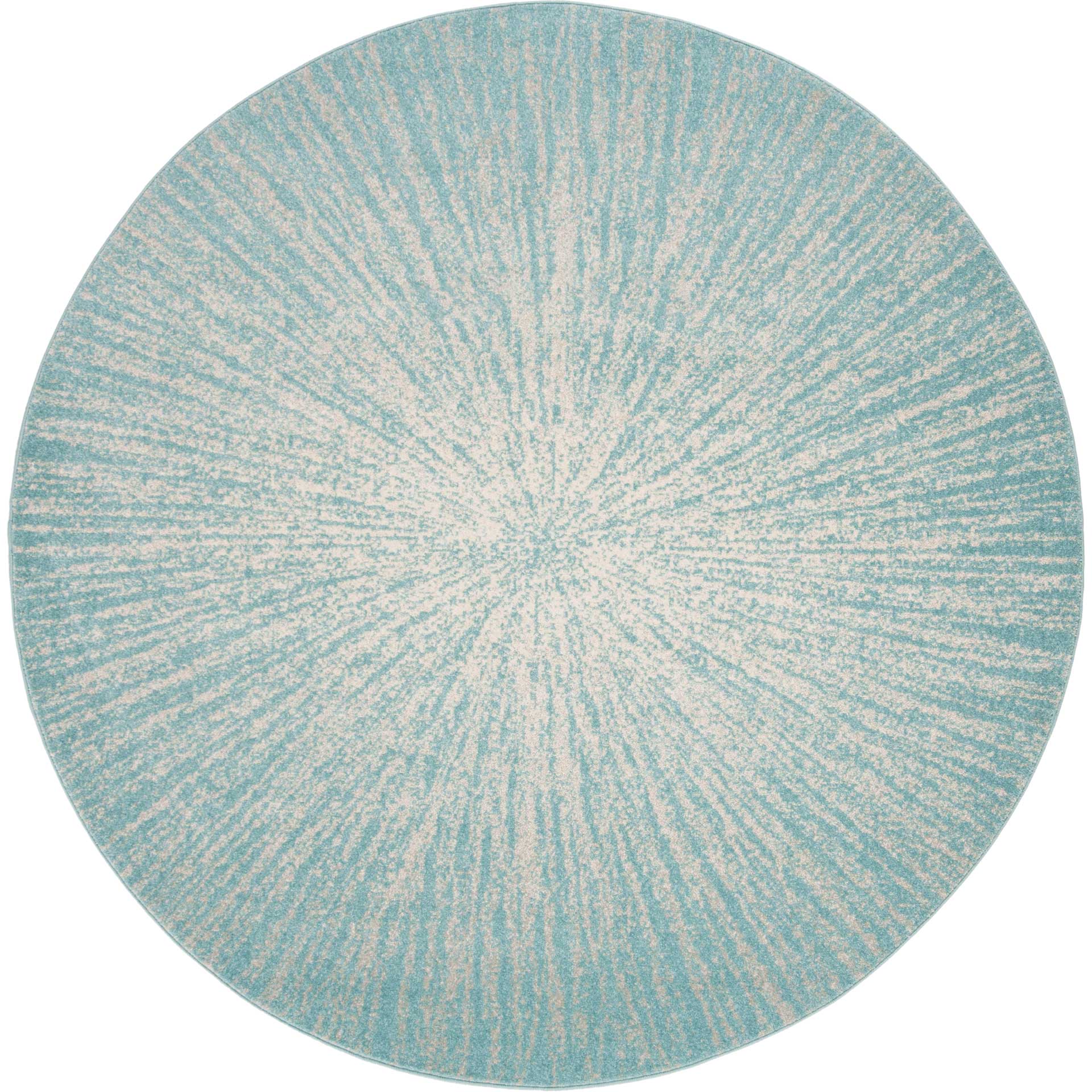 Evoke Burst Aqua/Ivory Round Rug