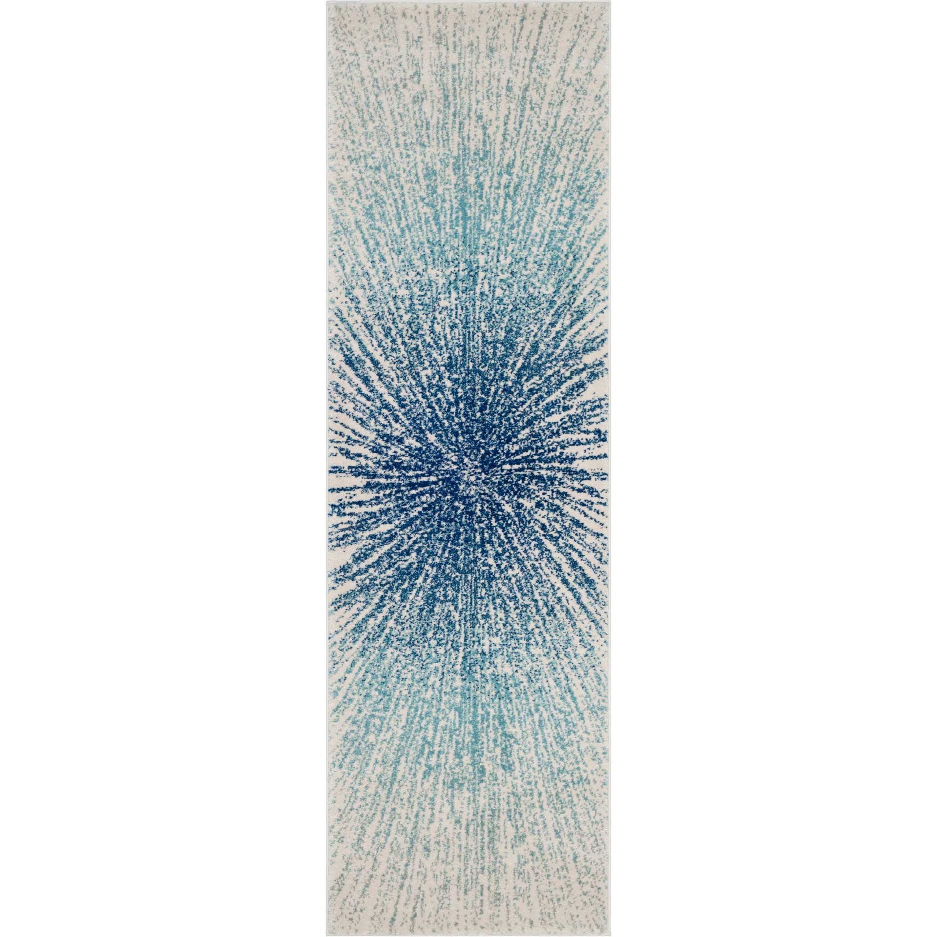 Evoke Burst Royal/Ivory Runner Rug