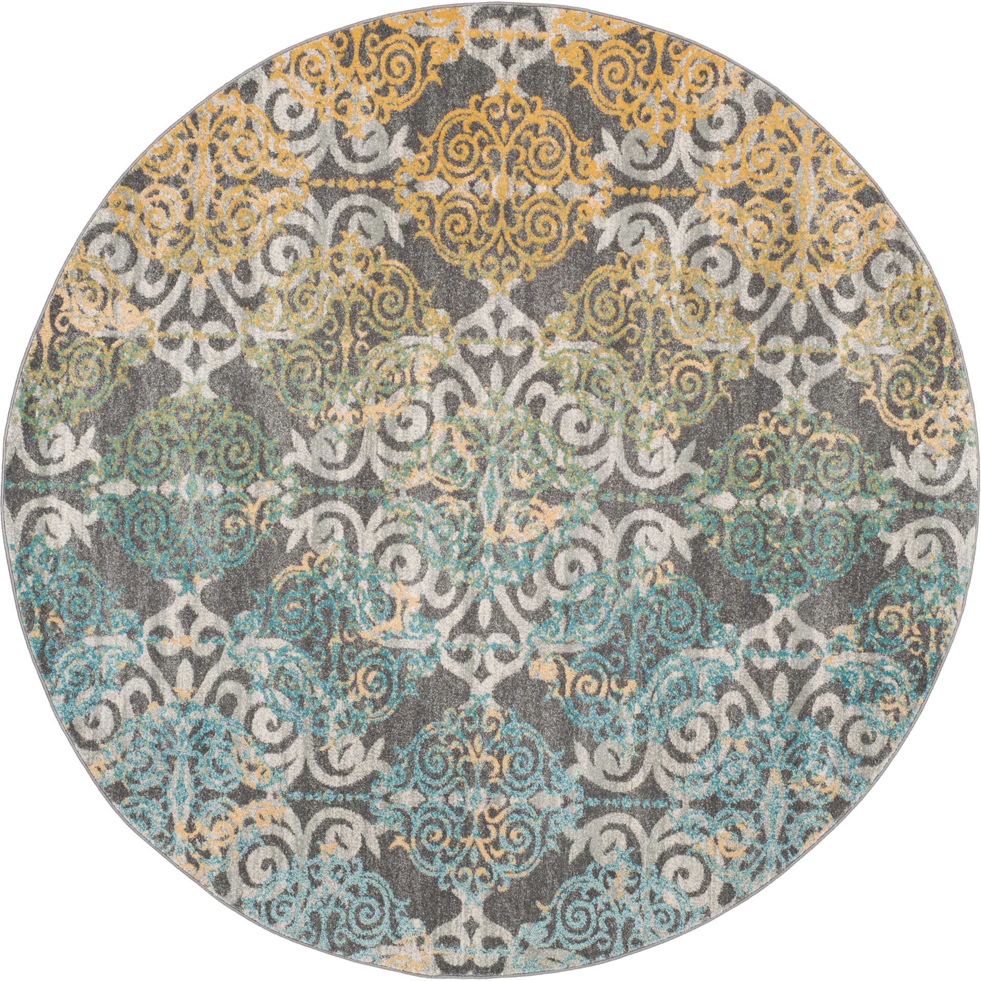 Evoke Filigree Gray/Ivory Round Rug