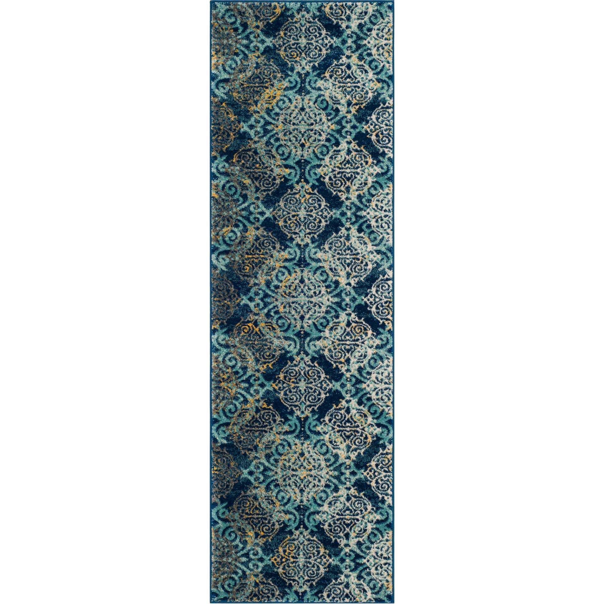 Evoke Filigree Royal/Light Blue Runner Rug