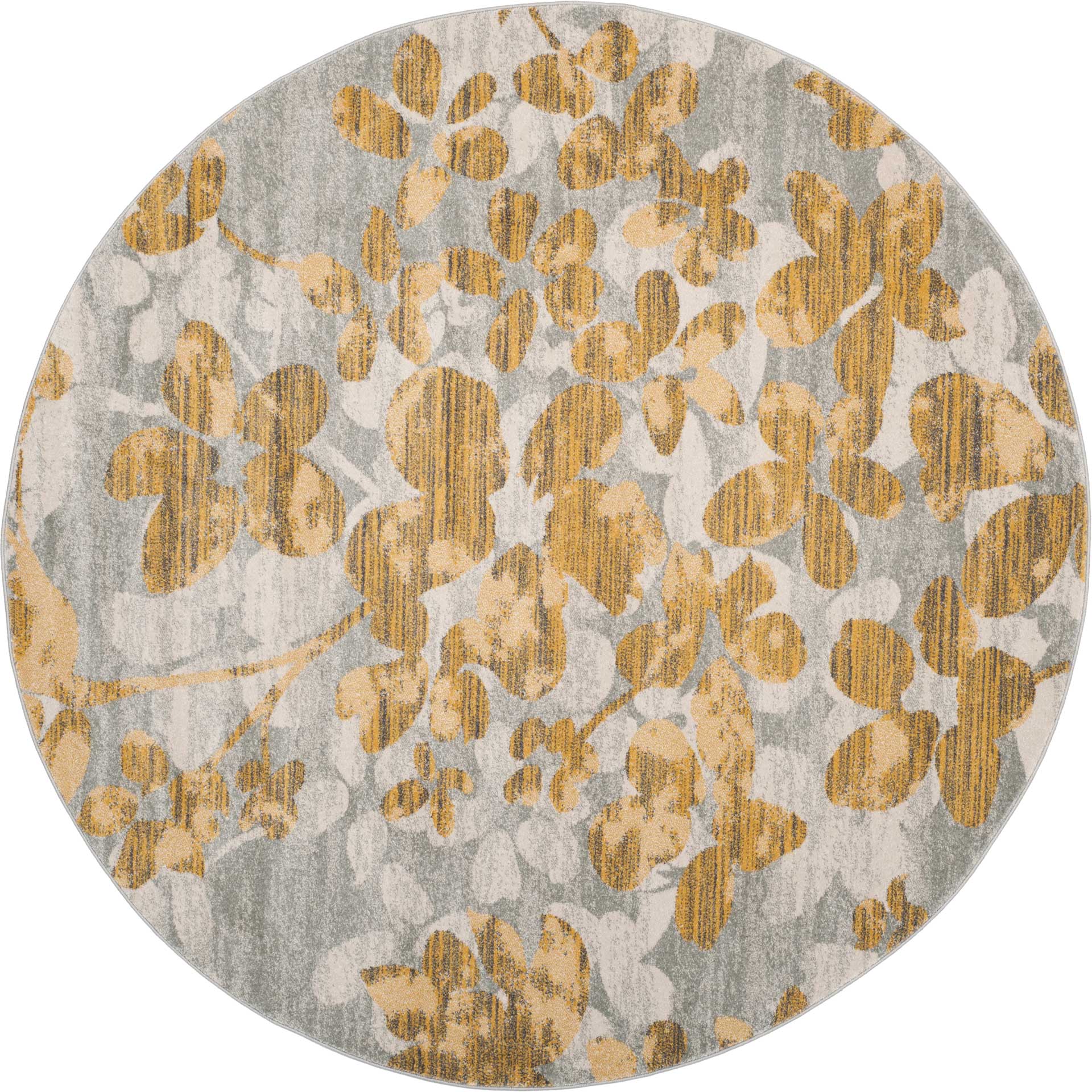 Evoke Gray/Gold Round Rug
