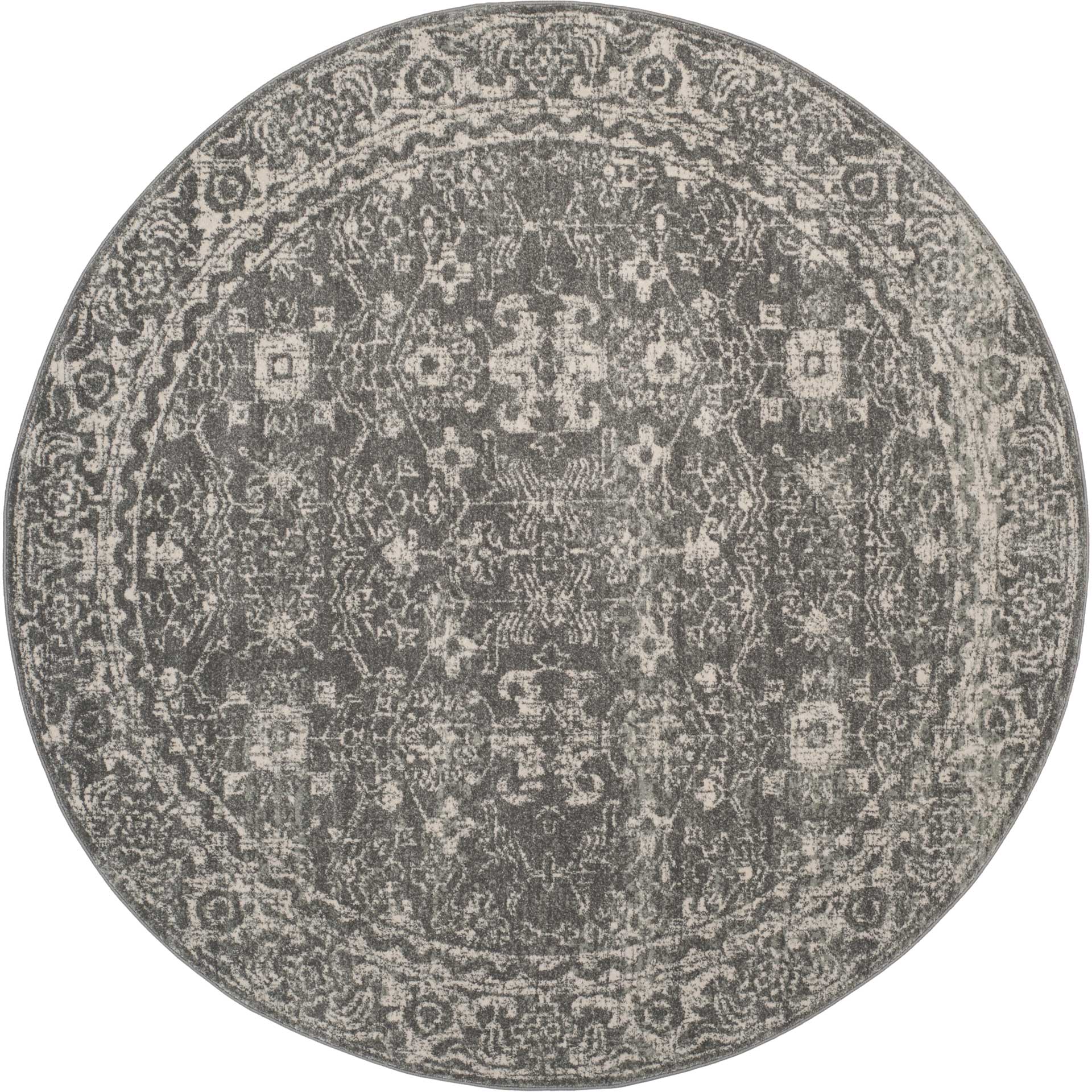 Evoke Vintage Gray/Ivory Round Rug