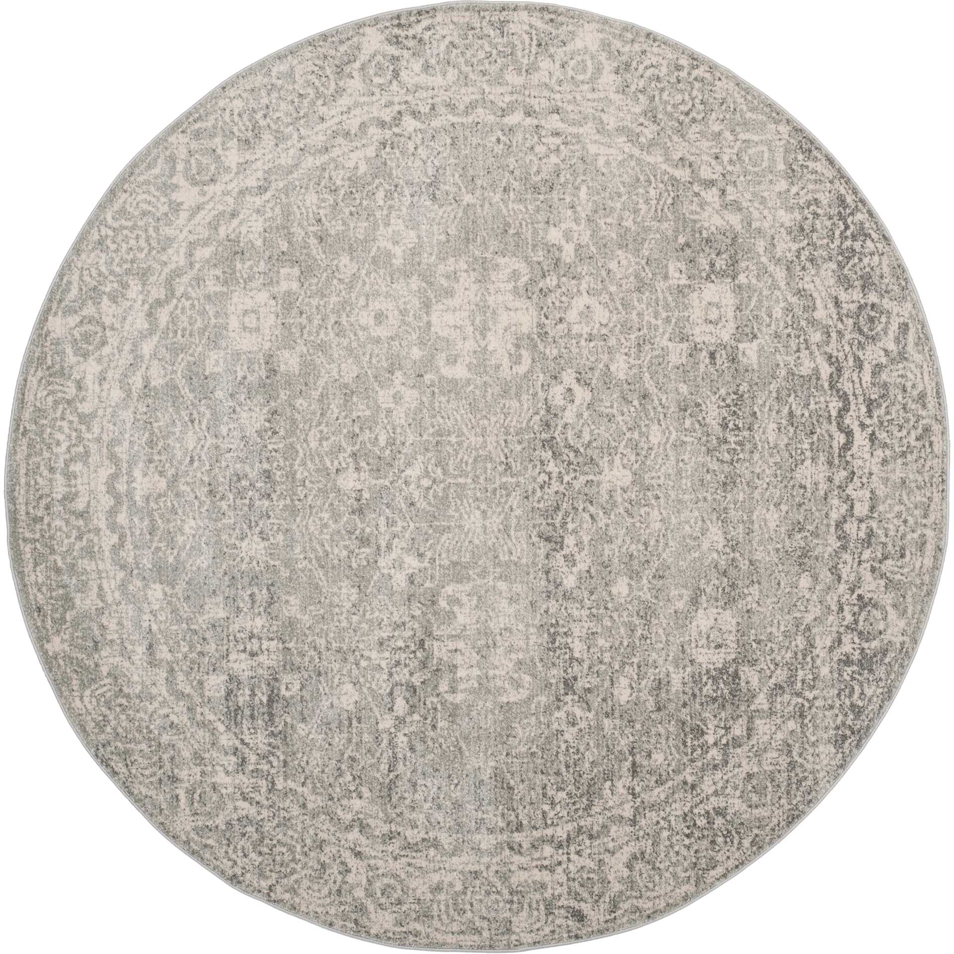 Evoke Vintage Silver/Ivory Round Rug