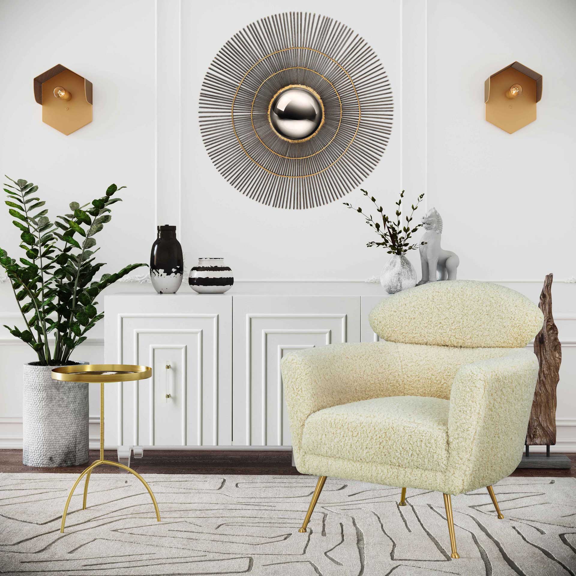 Faryn Lacquer Buffet White - Image 9