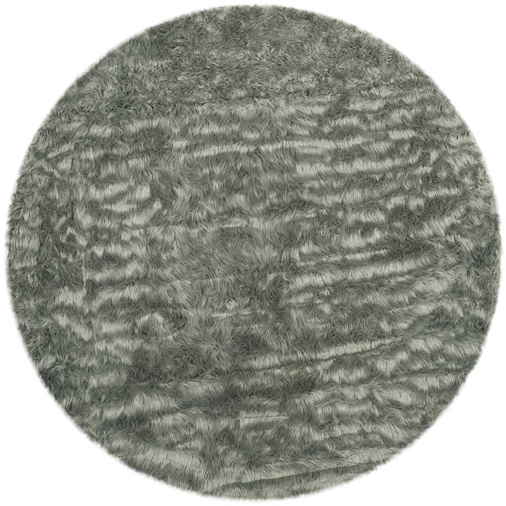Faux Sheepskin Gray Round Rug