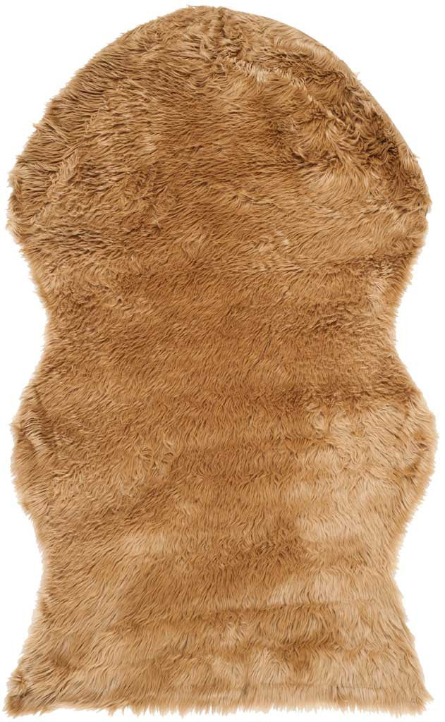 Faux Sheepskin Pelt Camel Area Rug - Image 4