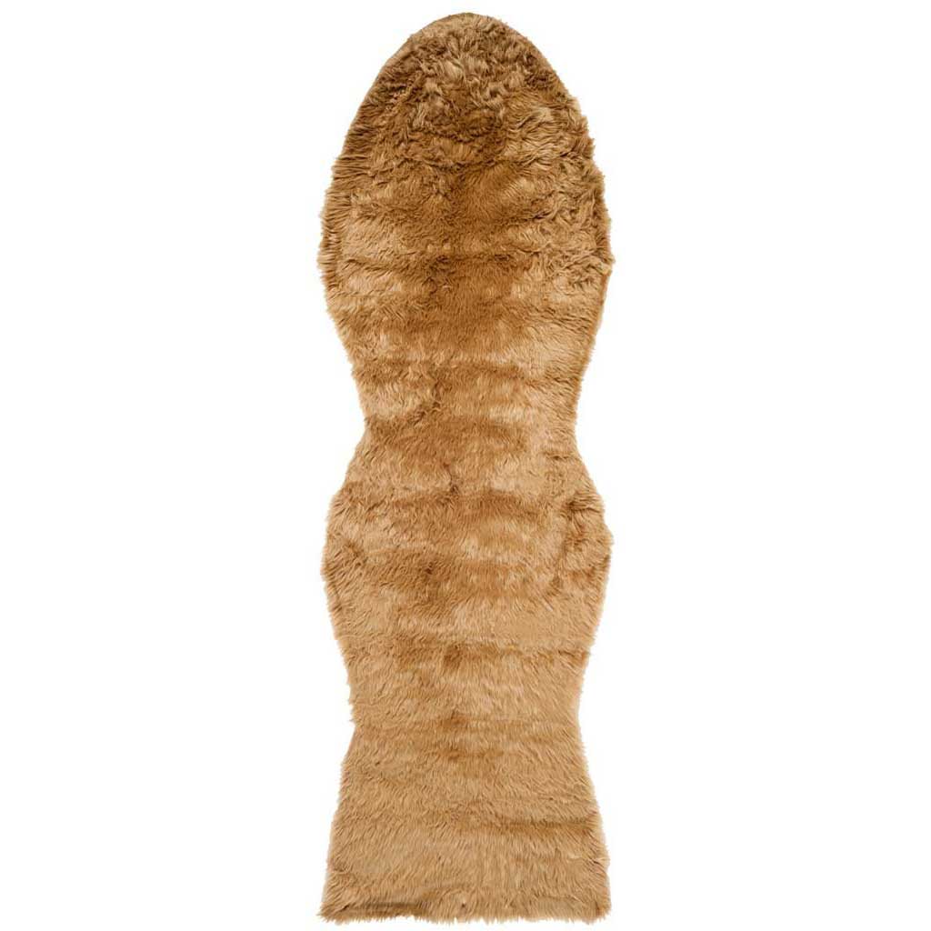 Faux Sheepskin Pelt Camel Runner Rug