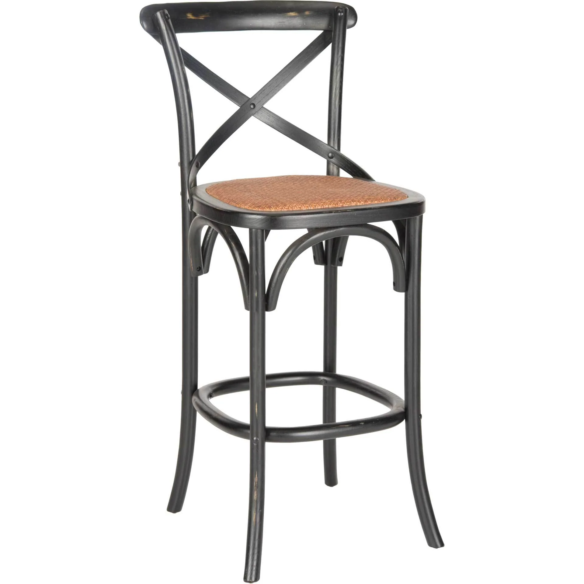 Frederick X Back Bar Stool Distressed Hickory/Medium Brown