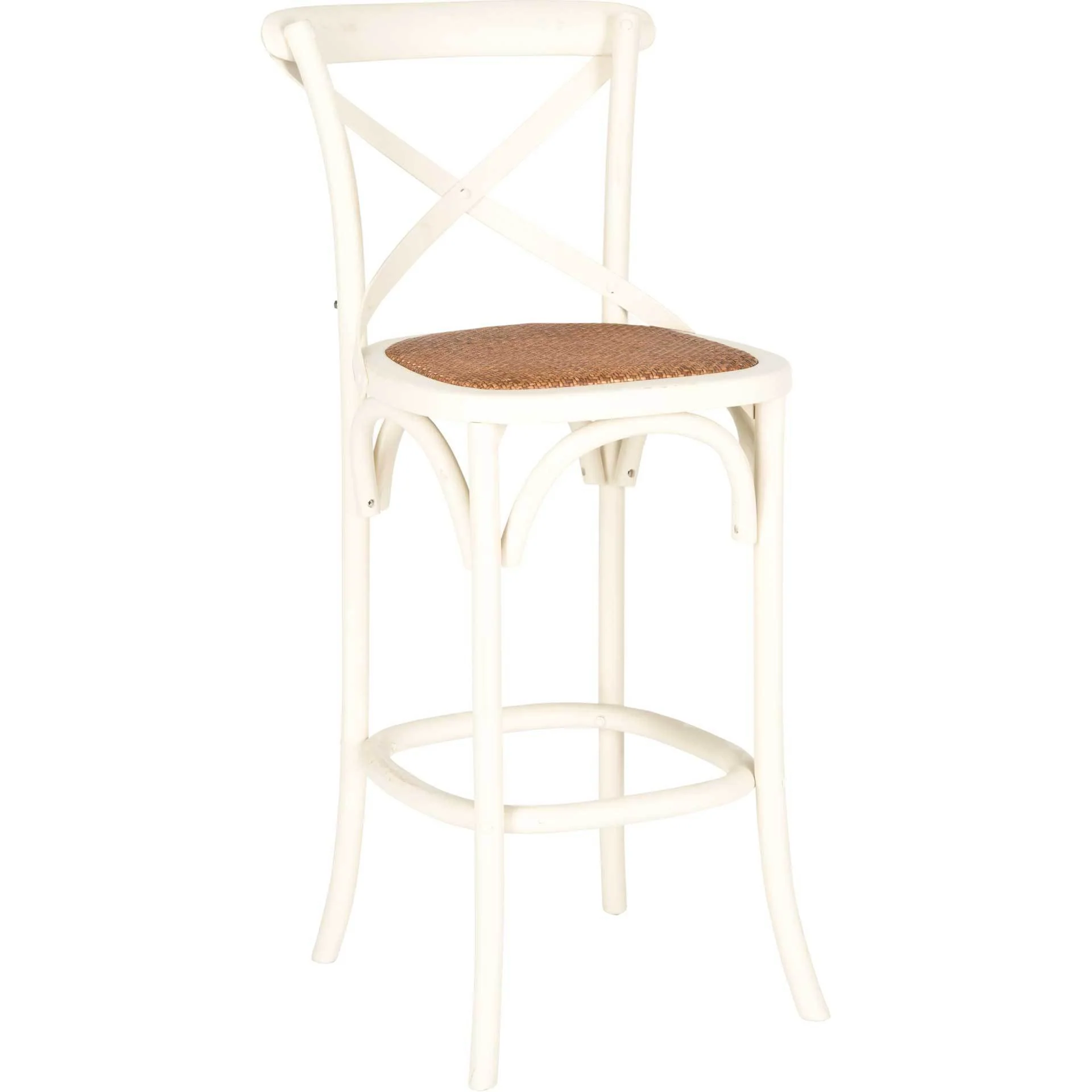 Frederick X Back Bar Stool Distressed Ivory/Medium Brown