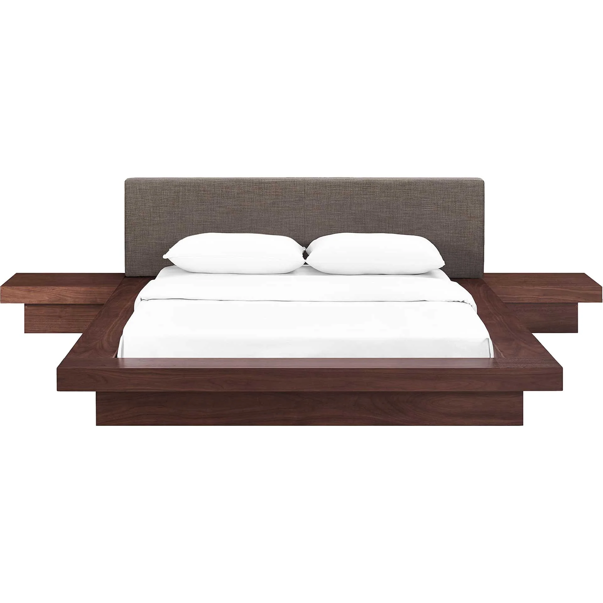 Freyja 3 Piece Fabric Bed Walnut/Brown