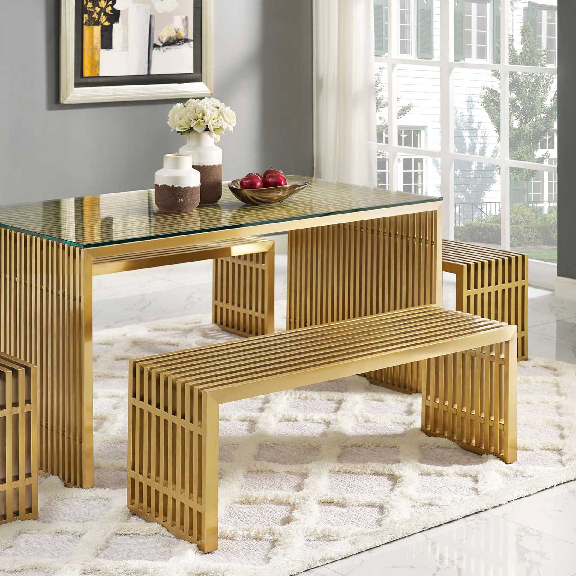 Galena Stainless Steel Bench Gold - Image 6