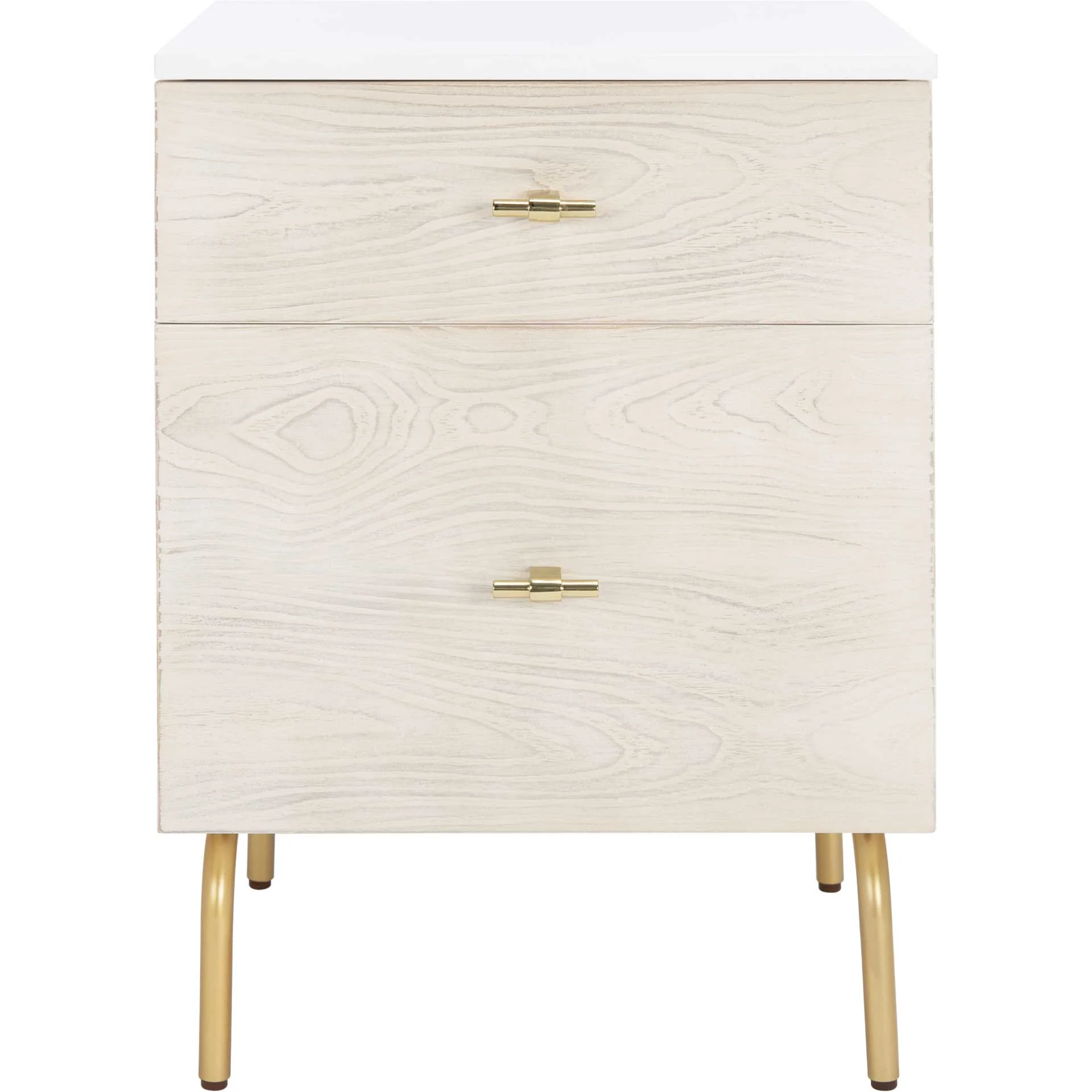 Gemma 2 Drawer Nightstand White/White Washed