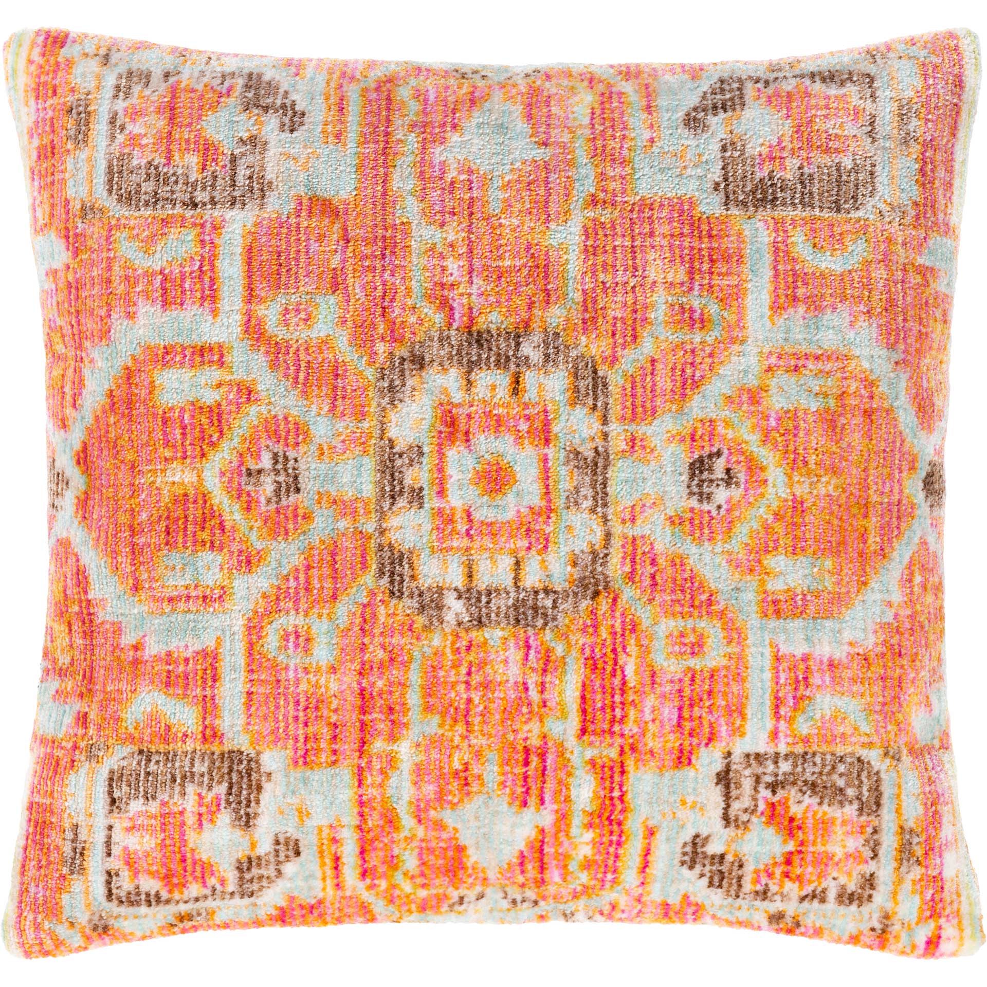 Georgia Pillow Beige/Pale Pink/Teal