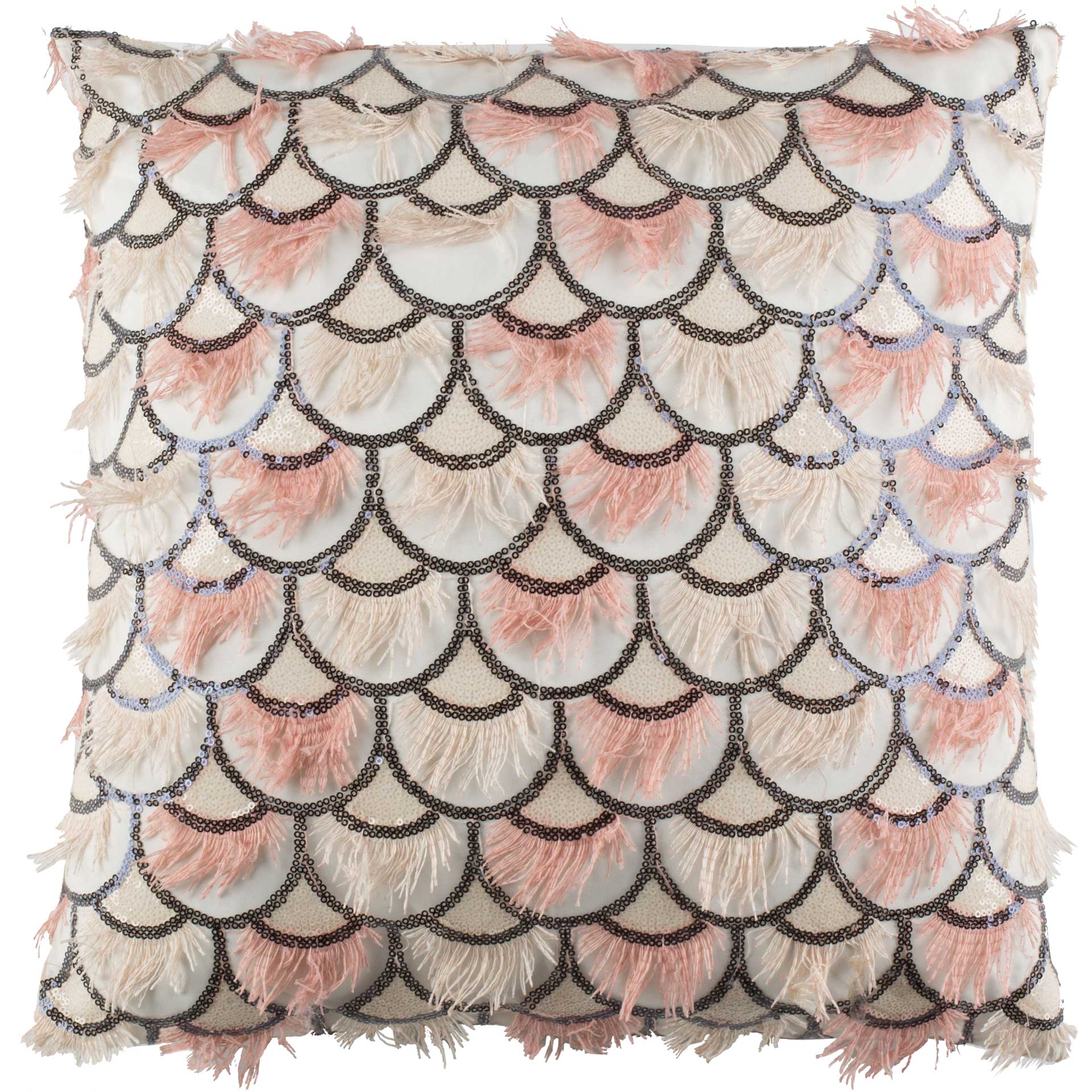 Glimmer Fish Scale Pillow Pink/White