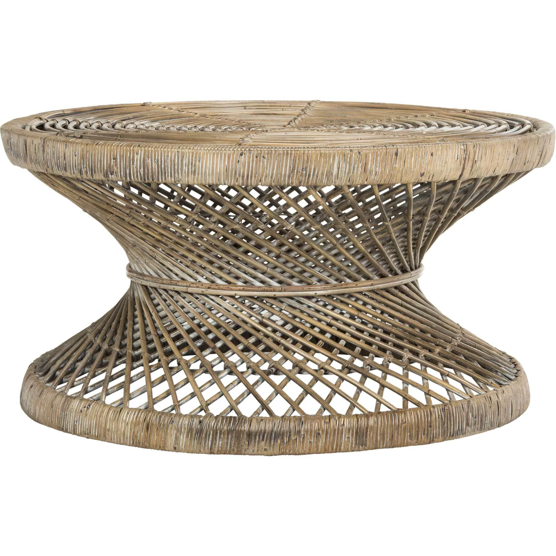 Griffin Bowed Coffee Table Gray White Wash