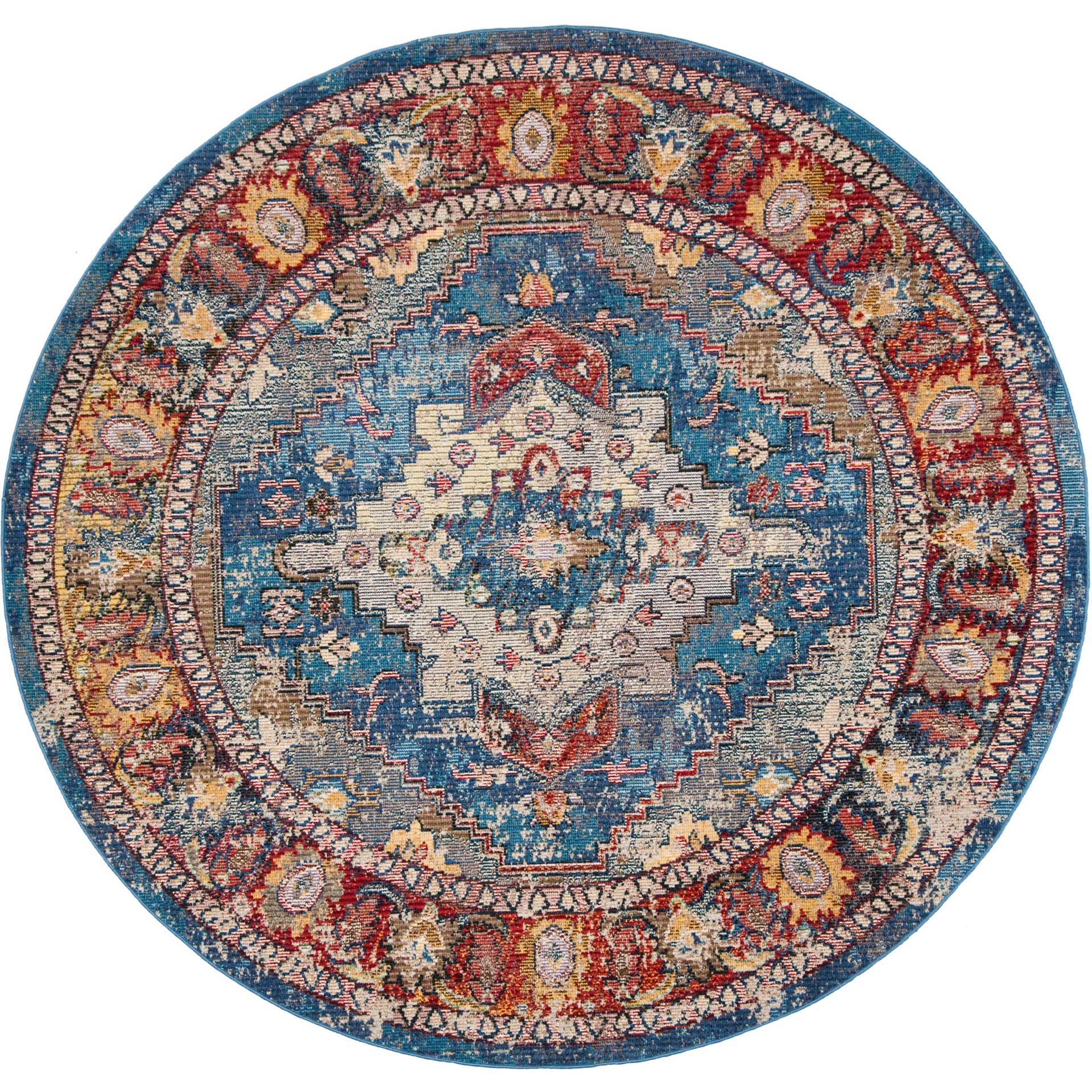 Harmony Blue/Rose Round Rug