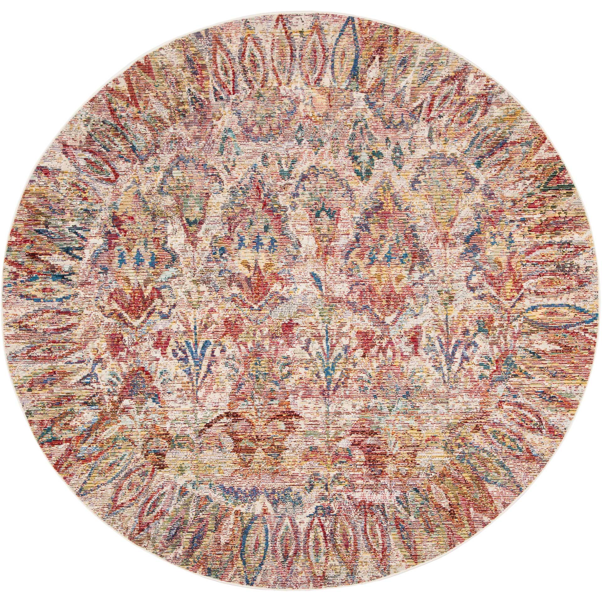 Harmony Ikat Light Gray/Rose Round Rug