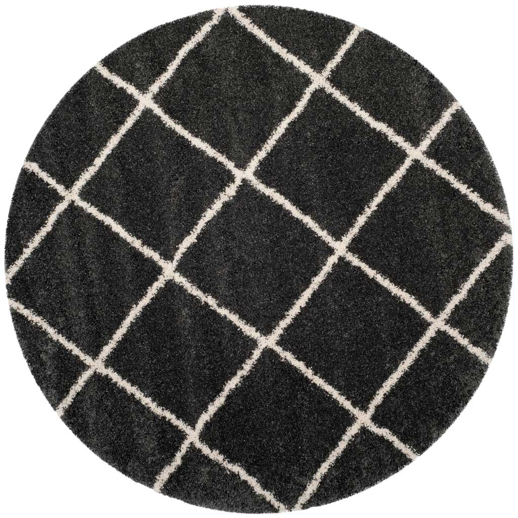 Hudson Shag Diamond Dark Gray/Ivory Round Rug
