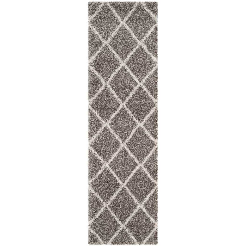 Hudson Shag Diamond Gray/Ivory Runner Rug