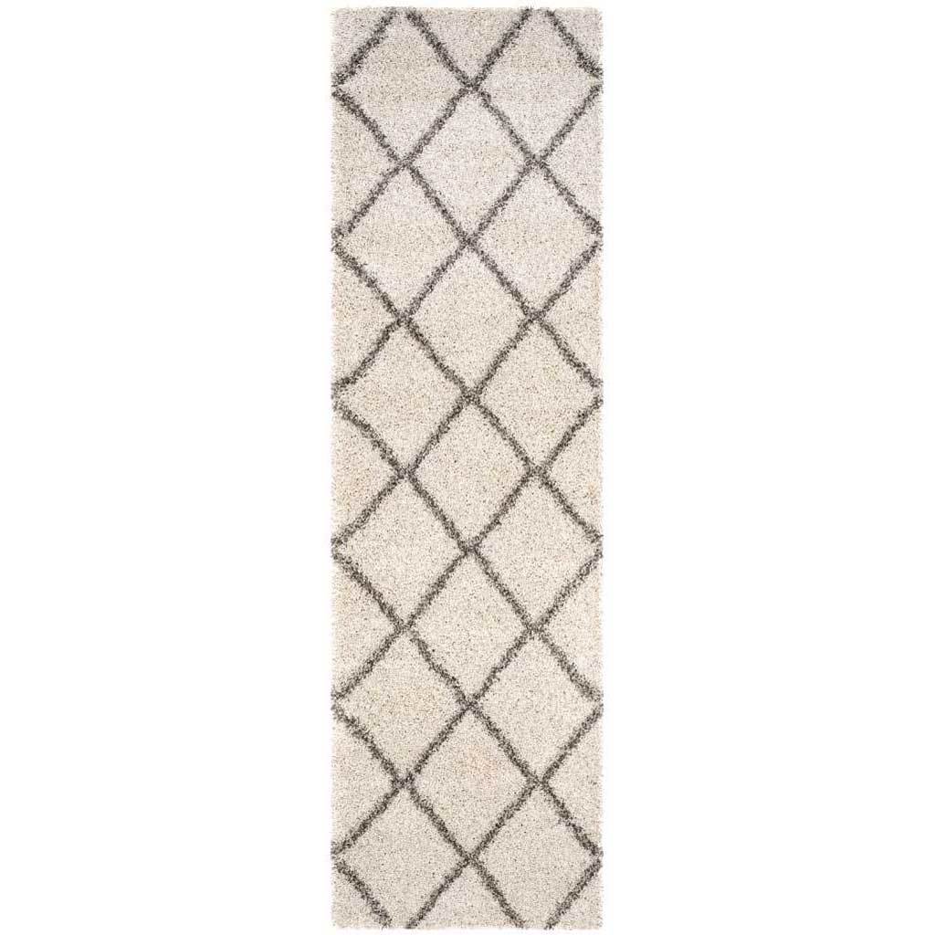 Hudson Shag Diamond Ivory/Gray Runner Rug