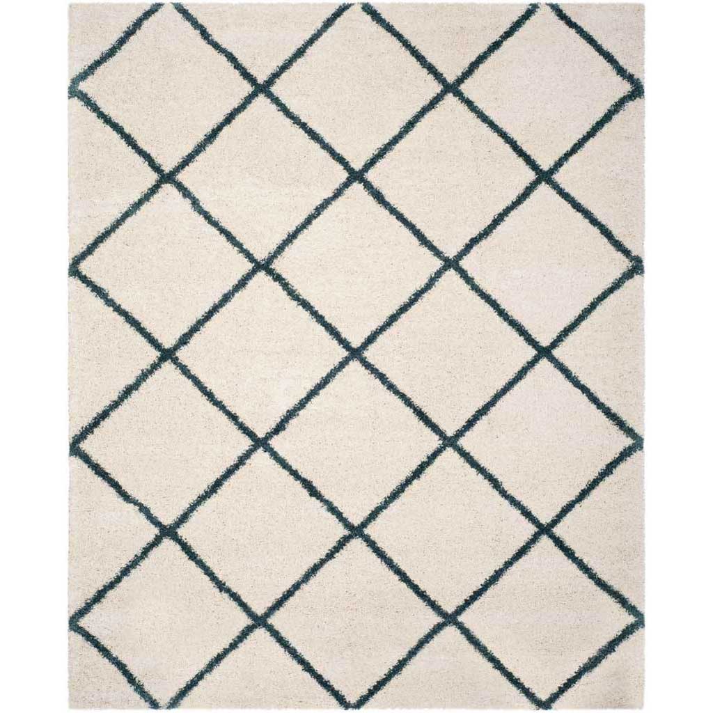 Hudson Shag Diamond Ivory/Slate Blue Area Rug