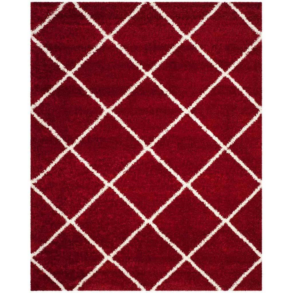 Hudson Shag Diamond Red/Ivory Area Rug