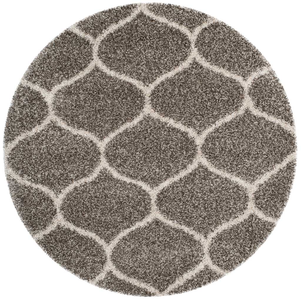 Hudson Shag Ogee Gray/Ivory Round Rug