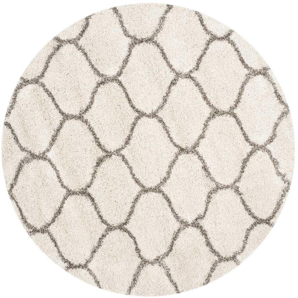 Hudson Shag Ogee Ivory/Gray Round Rug