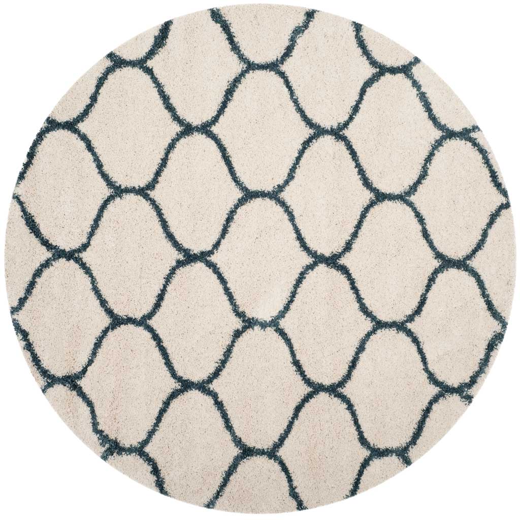 Hudson Shag Ogee Ivory/Slate Blue Round Rug