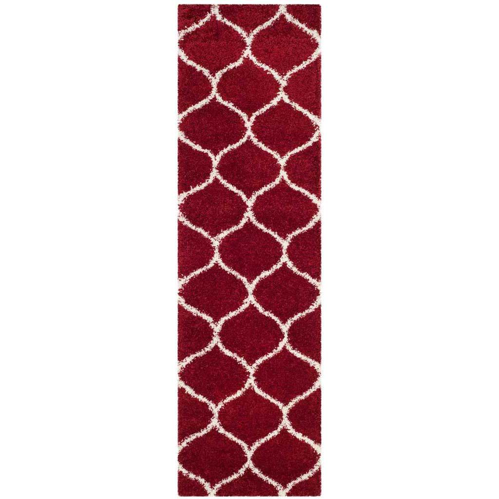 Hudson Shag Ogee Red/Ivory Runner Rug