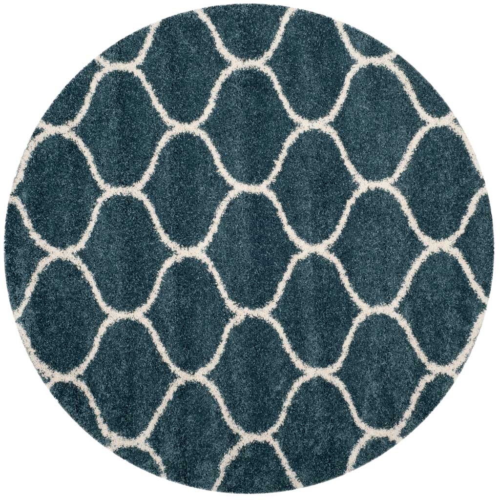 Hudson Shag Ogee Slate Blue/Ivory Round Rug