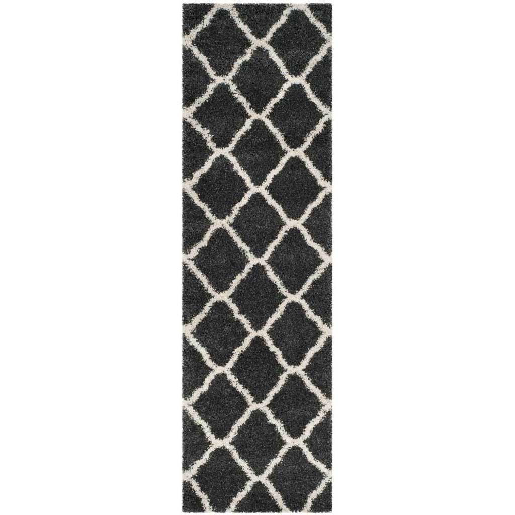 Hudson Shag Quatrefoil Dark Gray/Ivory Runner Rug